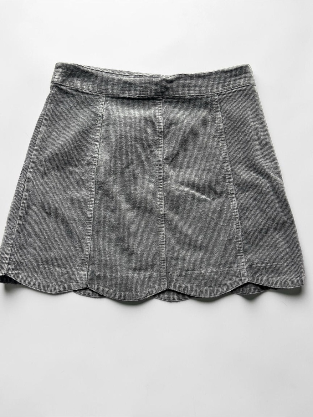 Altar’d State Corduroy Mini Skirt Scallop Hem Classic Gray Preppy Fall M